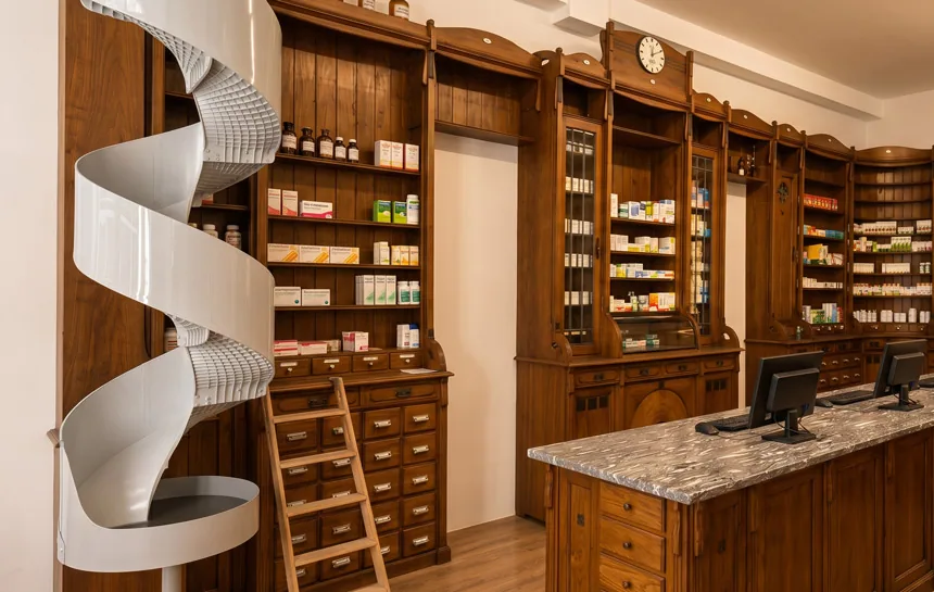 Theke der Alpstein Apotheke