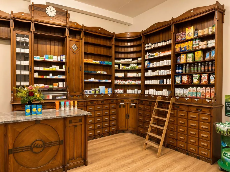 Theke der Alpstein Apotheke